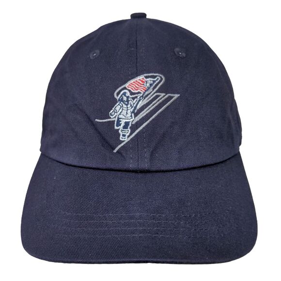 Unbranded Men's Slideback Hat Blue Adjustable Embroidered Ski Flag Logo - Picture 1 of 6